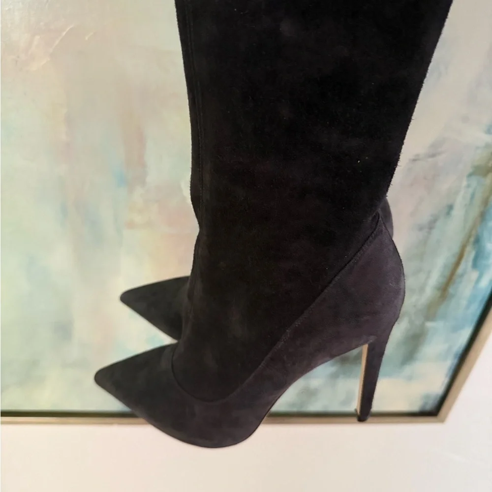 Sergio Rossi stiletto suede boots thigh high EUC